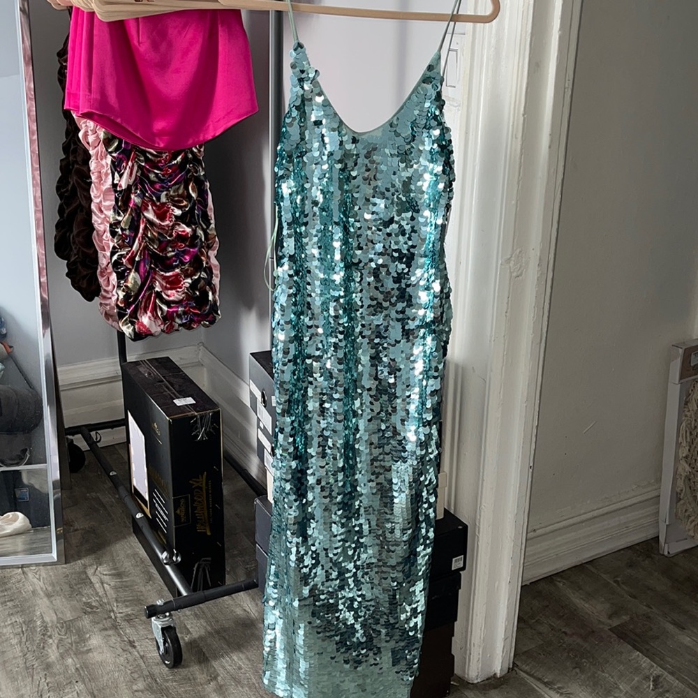 Sequins Turquoise Maxi Dress